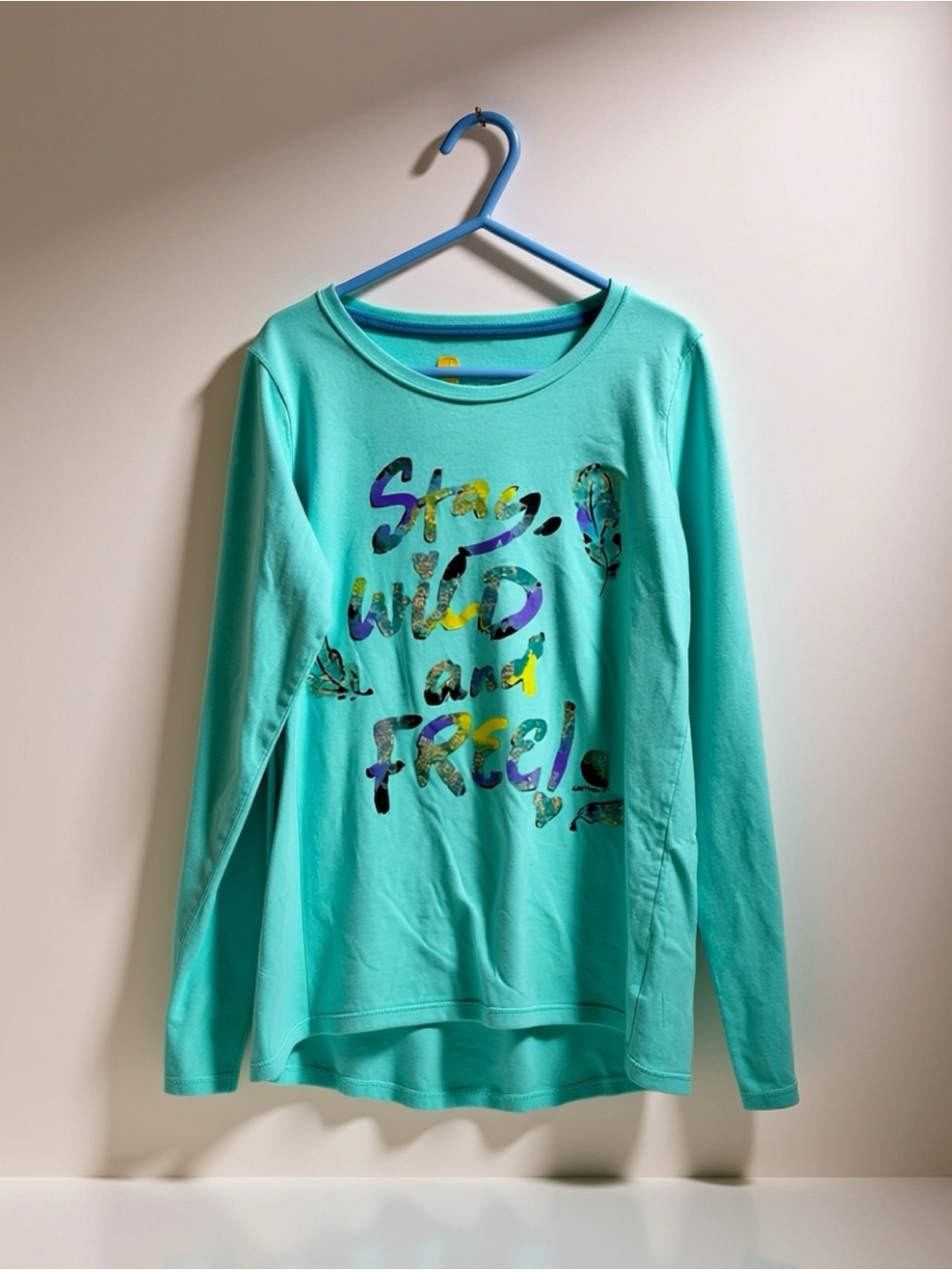 Carhartt Girls Teal Long-Sleeve Graphic Tee - Size 10